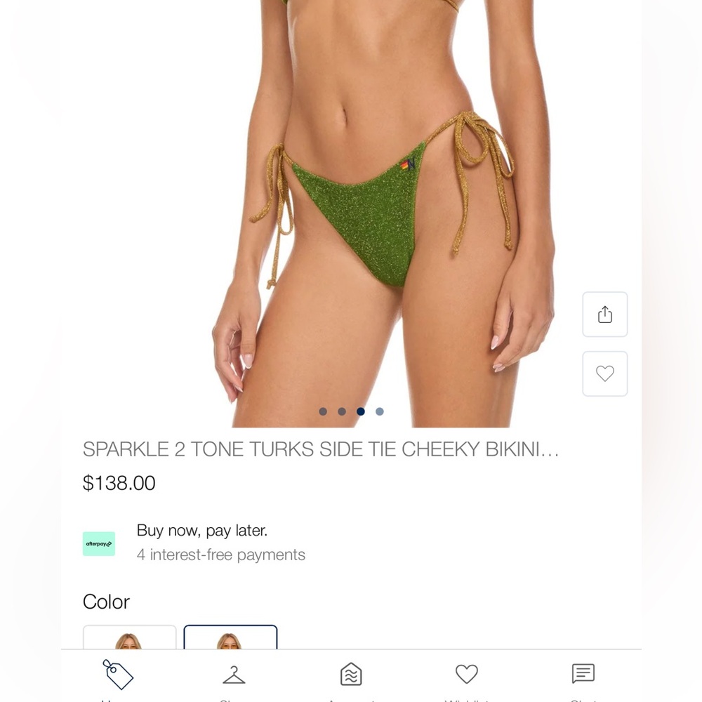 Aviator Nation sparkly two tone Green and Gold Bikini